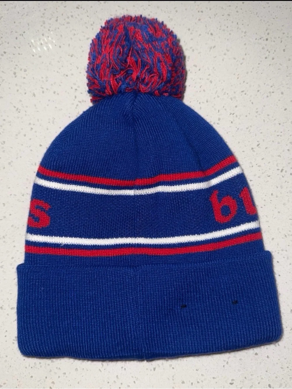 Buffalo Bills Blue With Red & White Stripes Knit Pom Hat Youth New Era NWOT